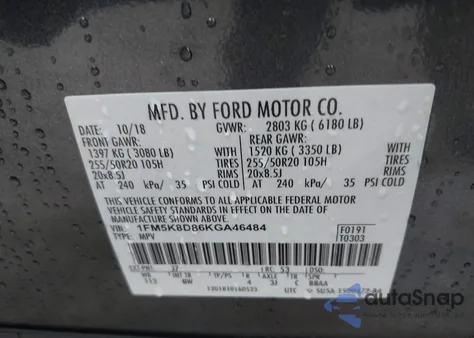 2019 Ford Explorer Xlt z USA, uszkodzony, nr VIN 1FM5K8D86KGA46484